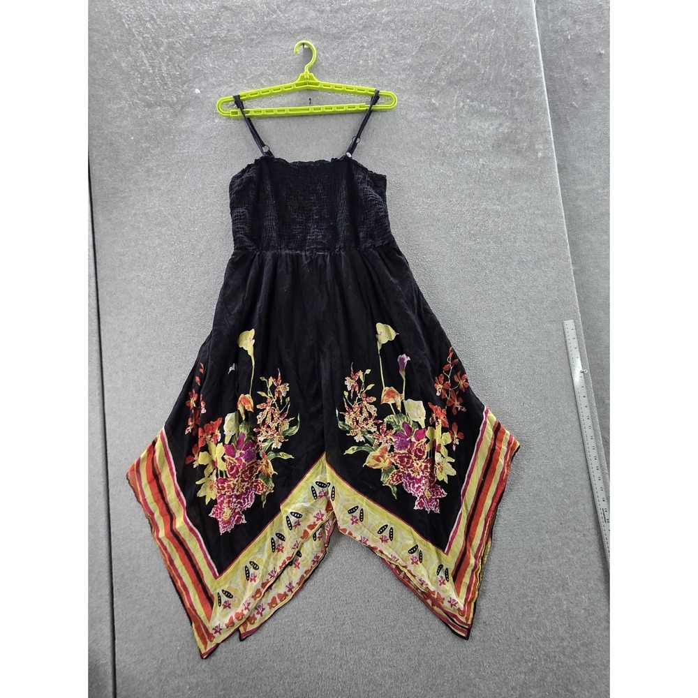 Soft Surroundings Women Dress XL Black Floral Party Strap Sleeveless Maxi